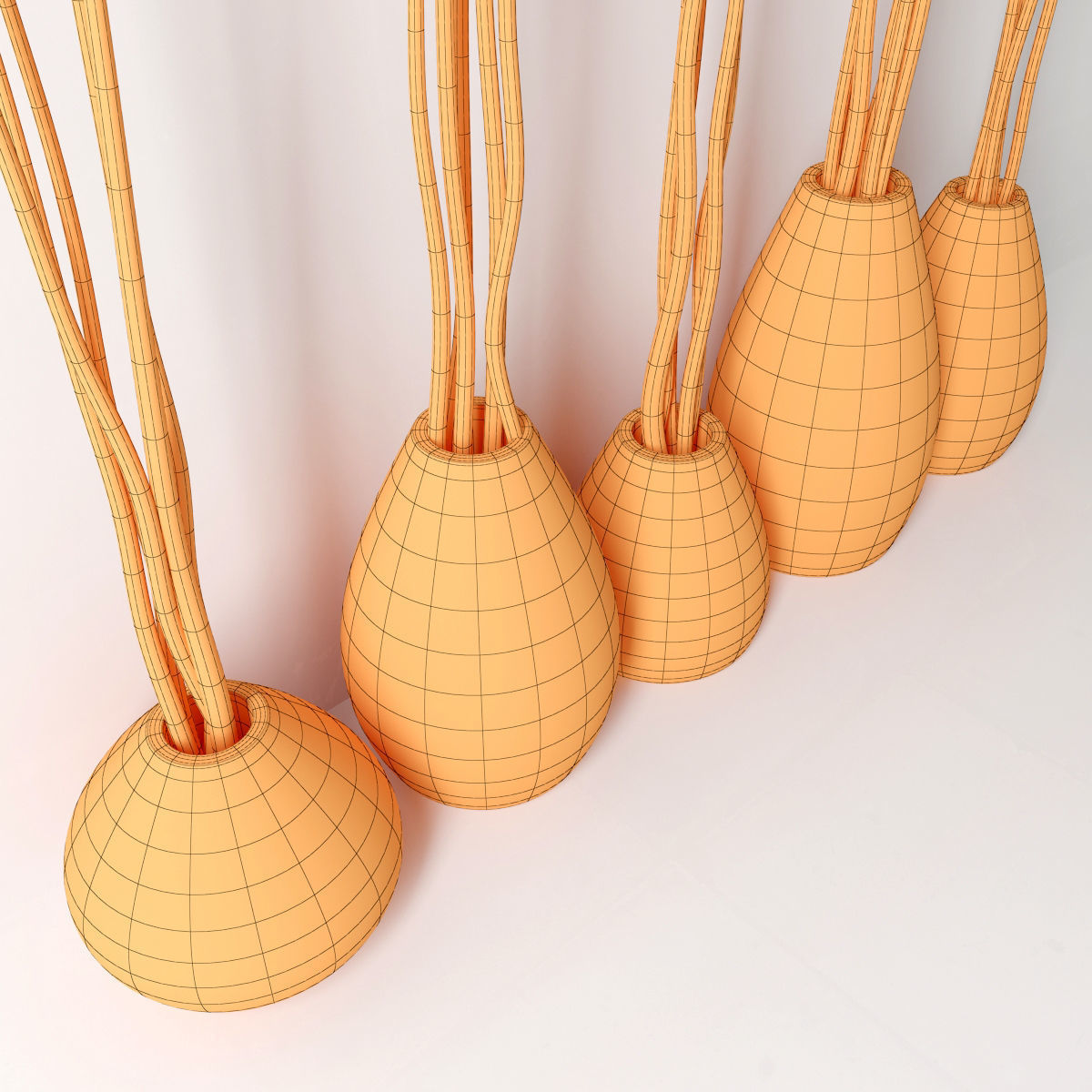 Vase concrete branch decor n5 3D model_5