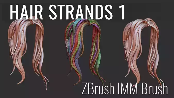 ZBrush Hair Strands 1 Insert Multi-Mesh Curve Brush 3D model