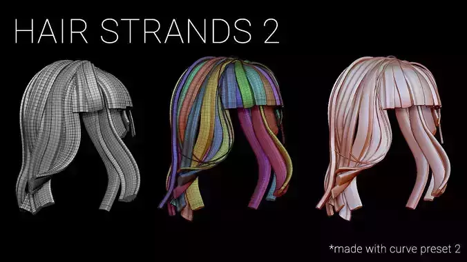 Hair Strands 2 - IMM Curve Brush - UV Unwrapped