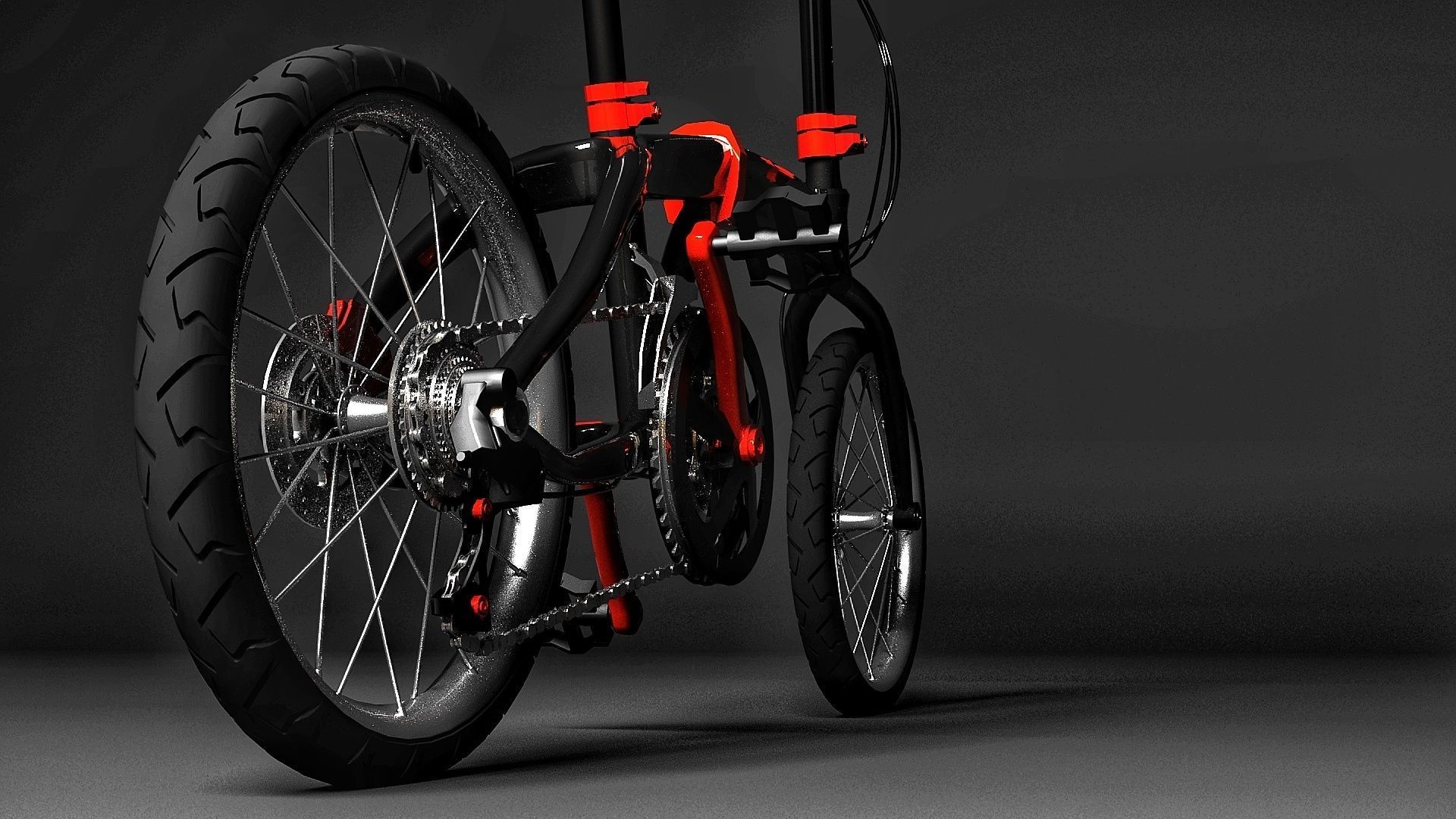 Bicycle folding bike Low-poly 3D model Low-poly 3D model_2