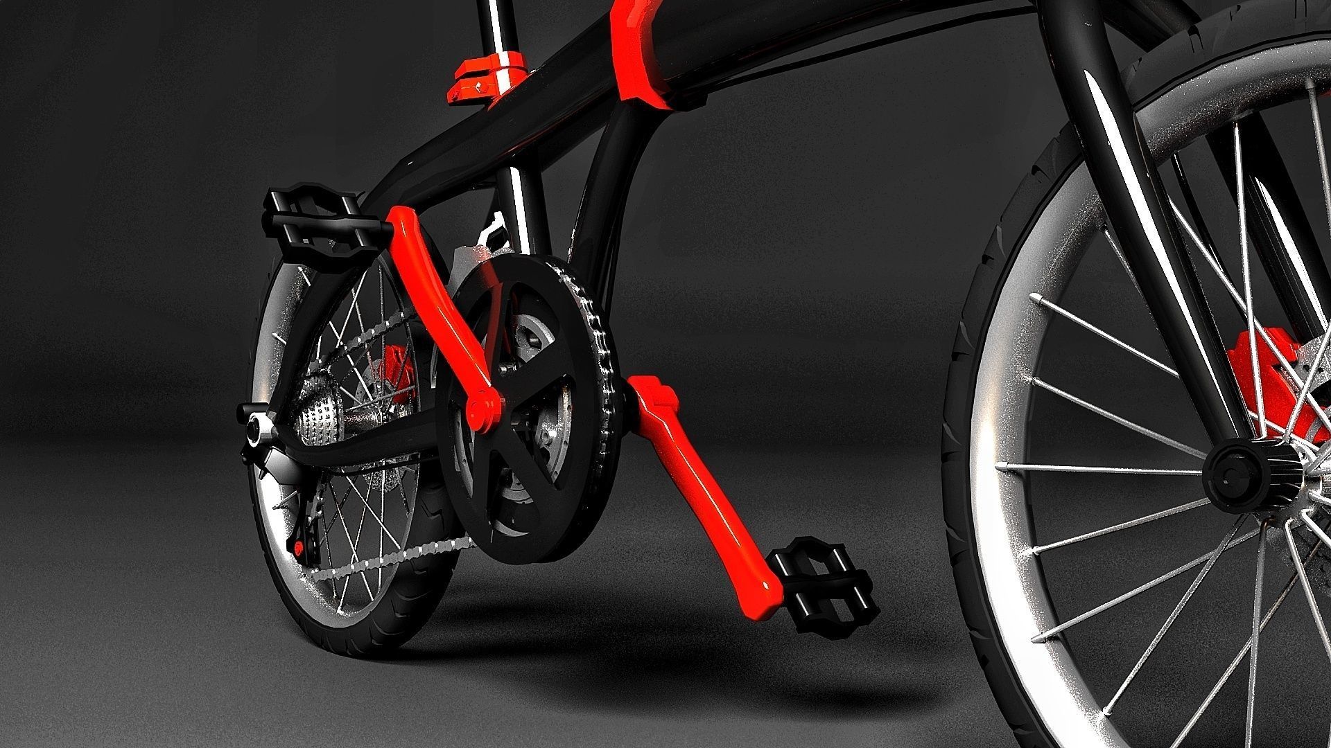 Bicycle folding bike Low-poly 3D model Low-poly 3D model_3