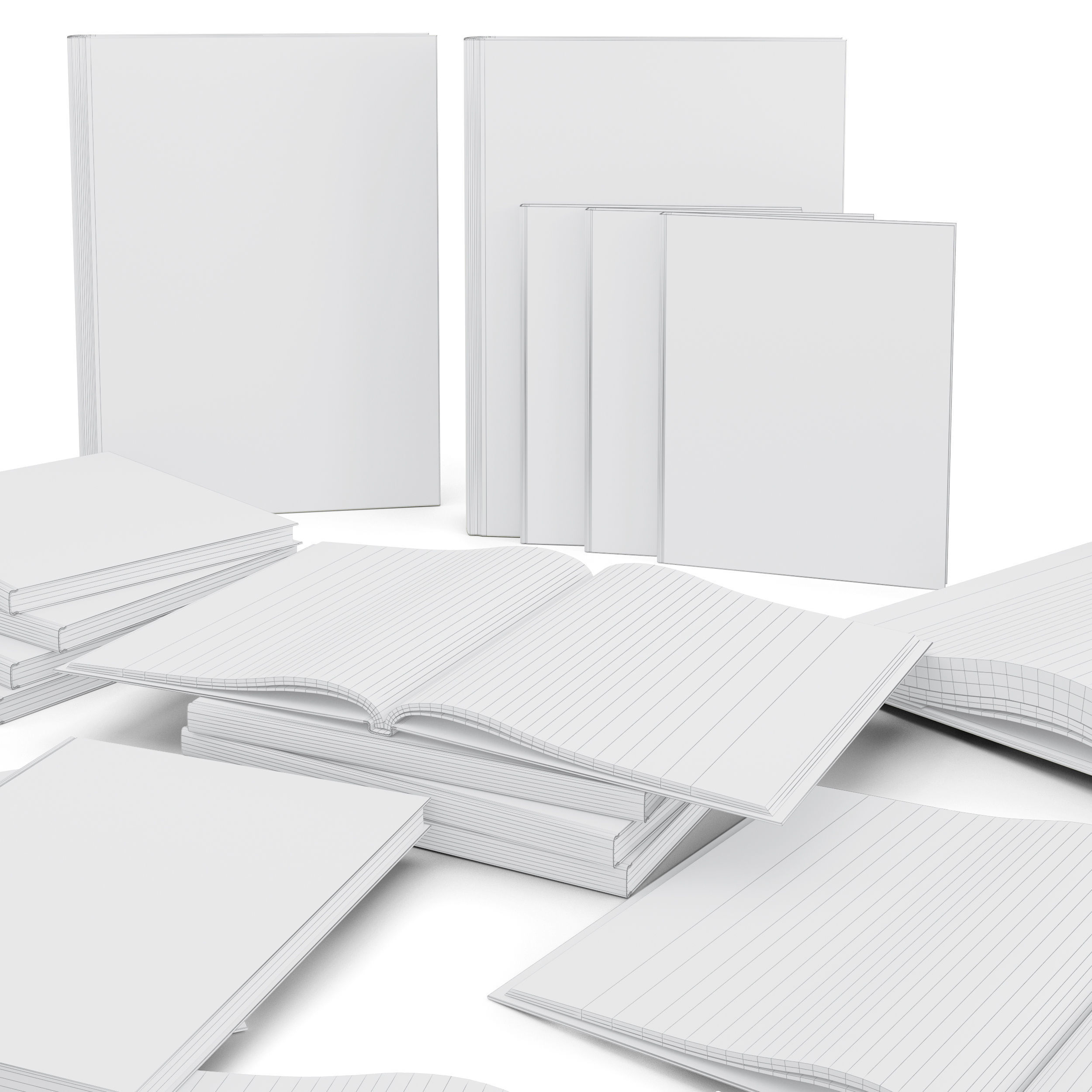 Book Set 1 of books with on cover 3D model_6