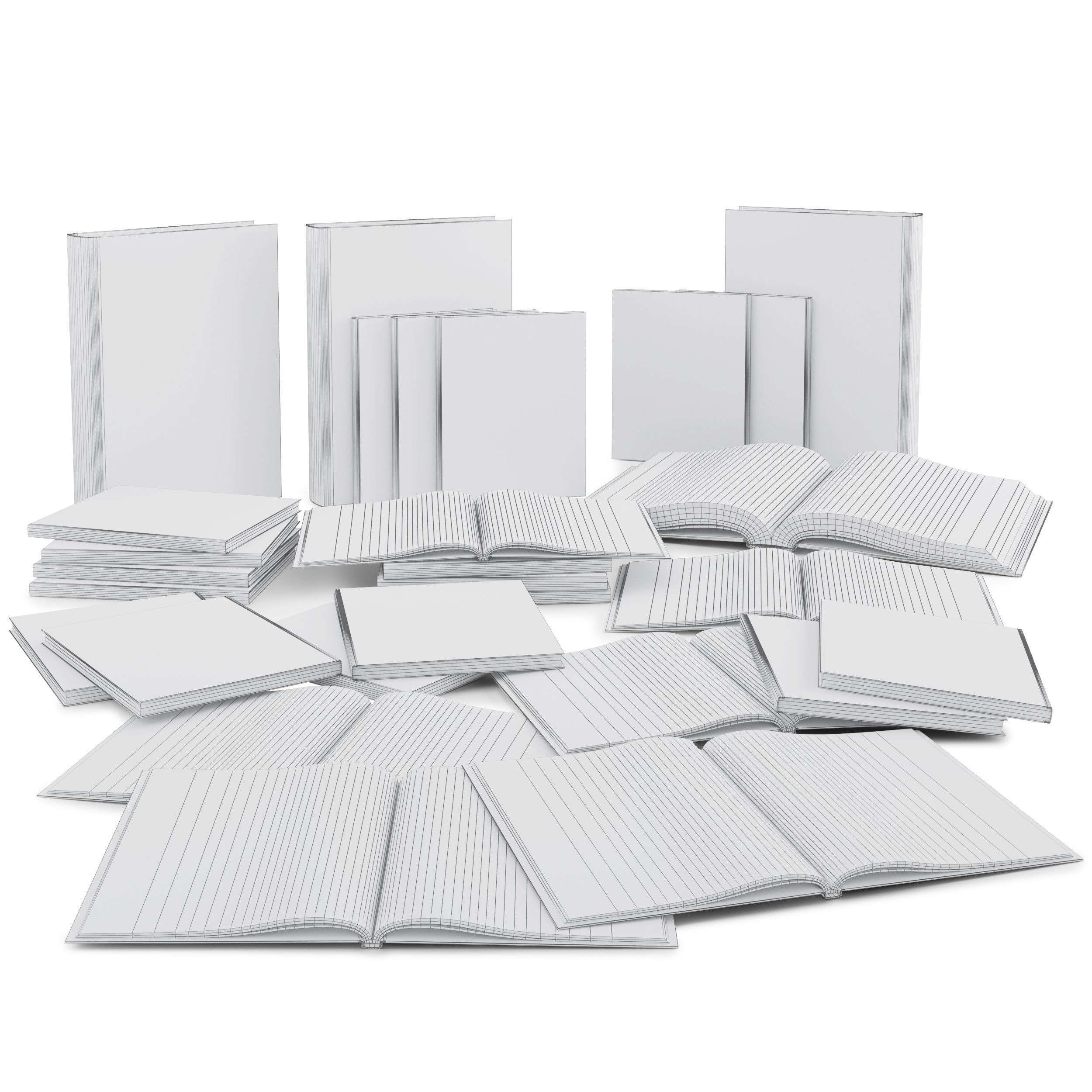 Book Set 1 of books with on cover 3D model_1