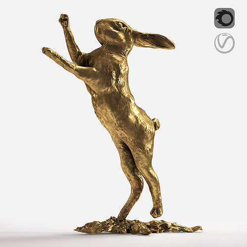 rabbit-01 golden bunny jumping 3D model