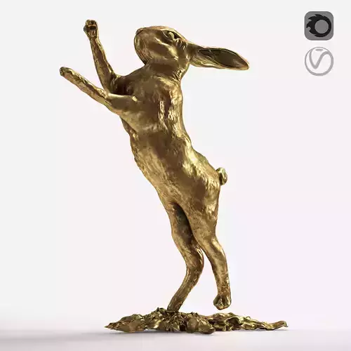 rabbit-01 golden bunny jumping 3D model