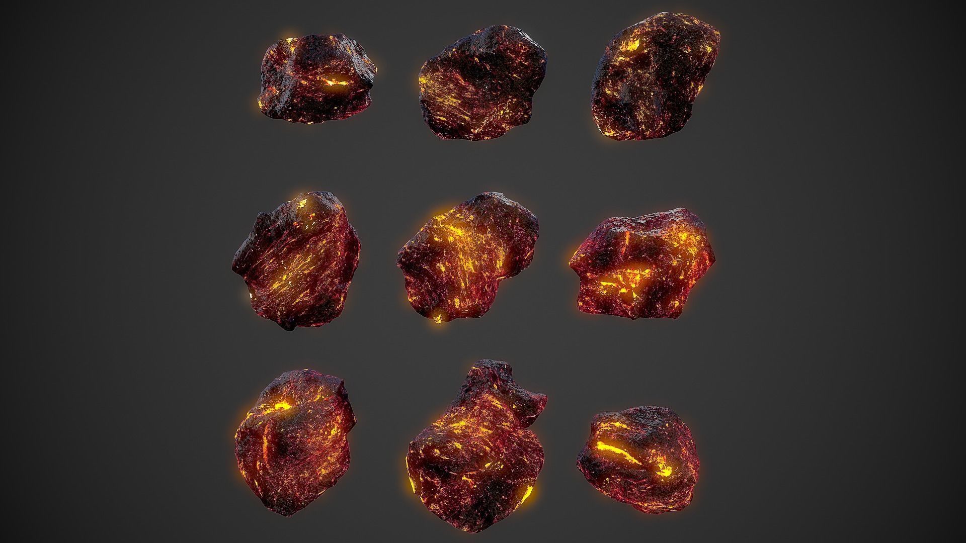 Asteroids Pack Low-poly 3D model_5