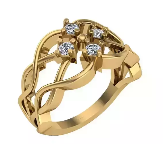 Filigree Ring 4PC Diamond