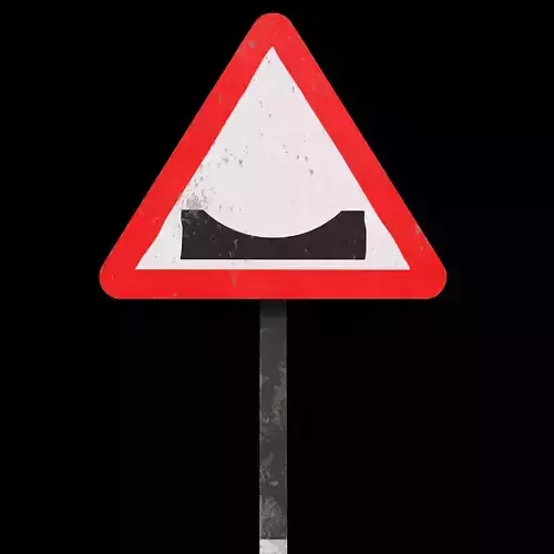 Dangerous dip Roadsign Photorealistic