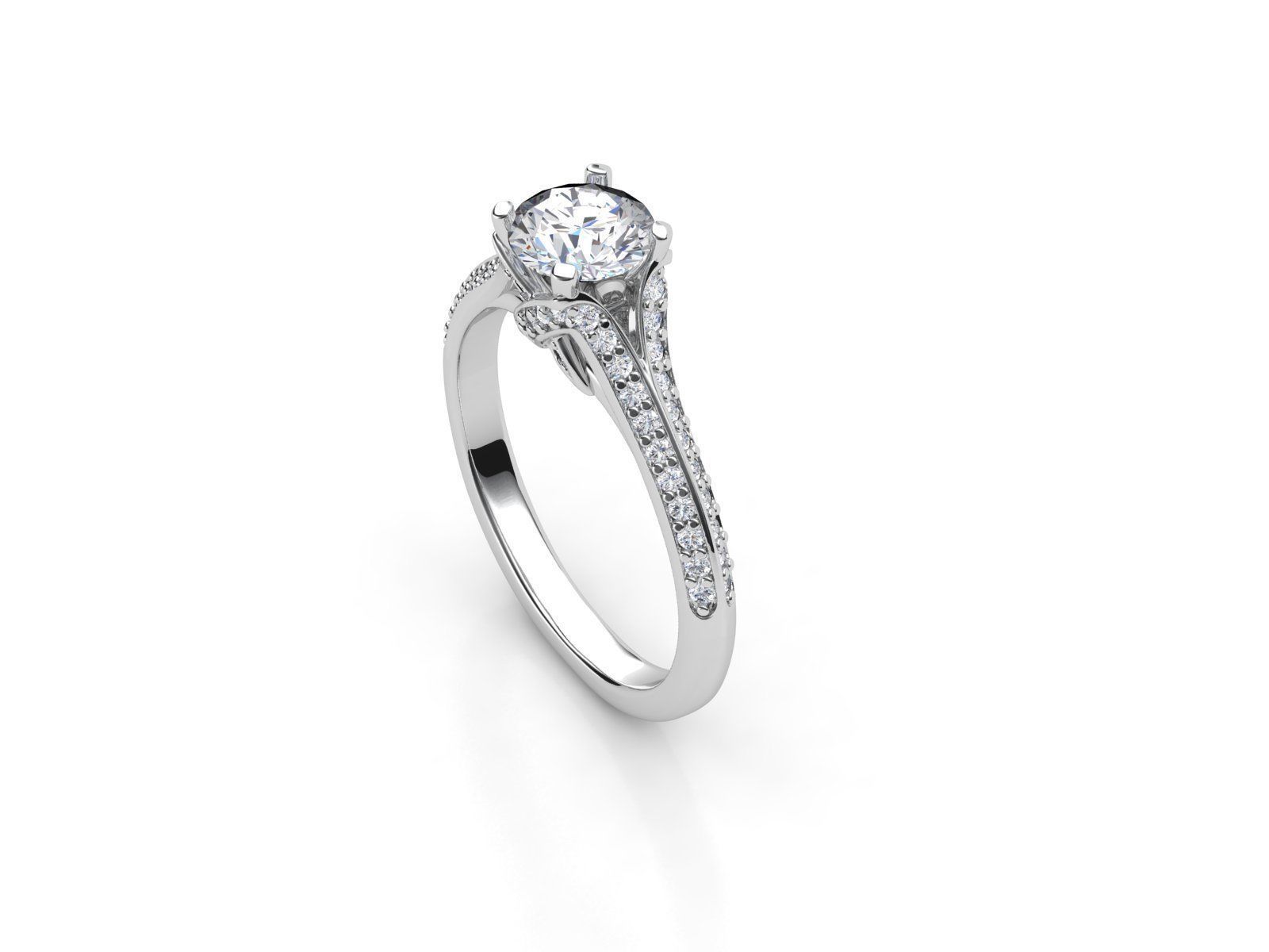 aj-033 solitaire diamond engagement ring 3D print model_2