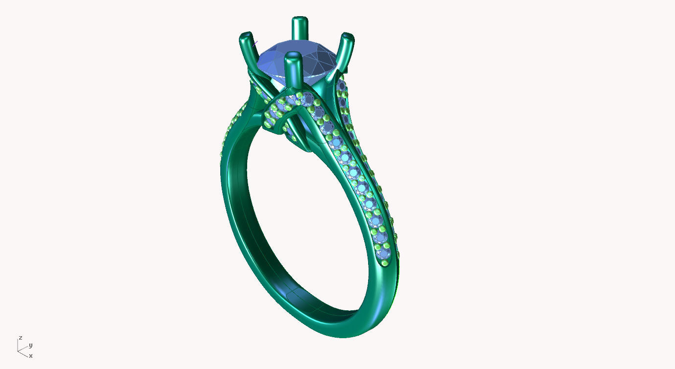 aj-033 solitaire diamond engagement ring 3D print model_4