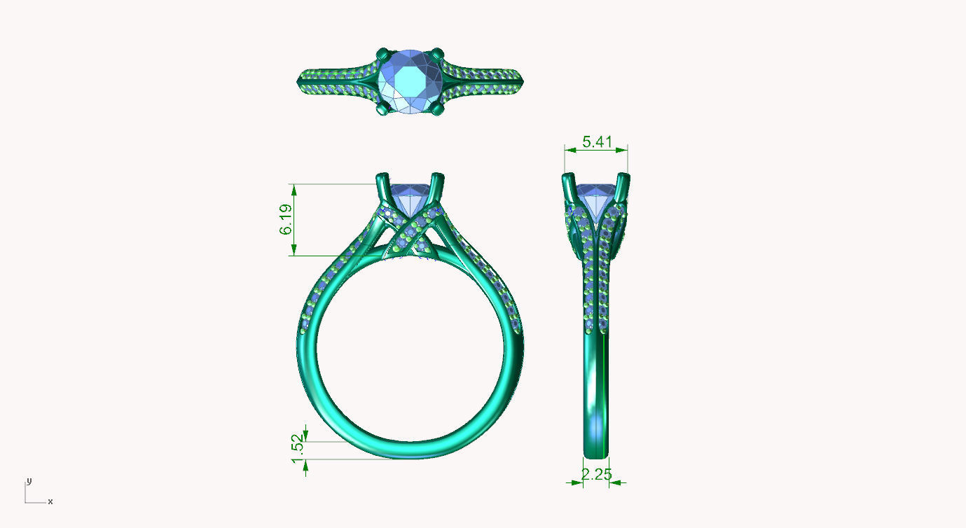 aj-033 solitaire diamond engagement ring 3D print model_3