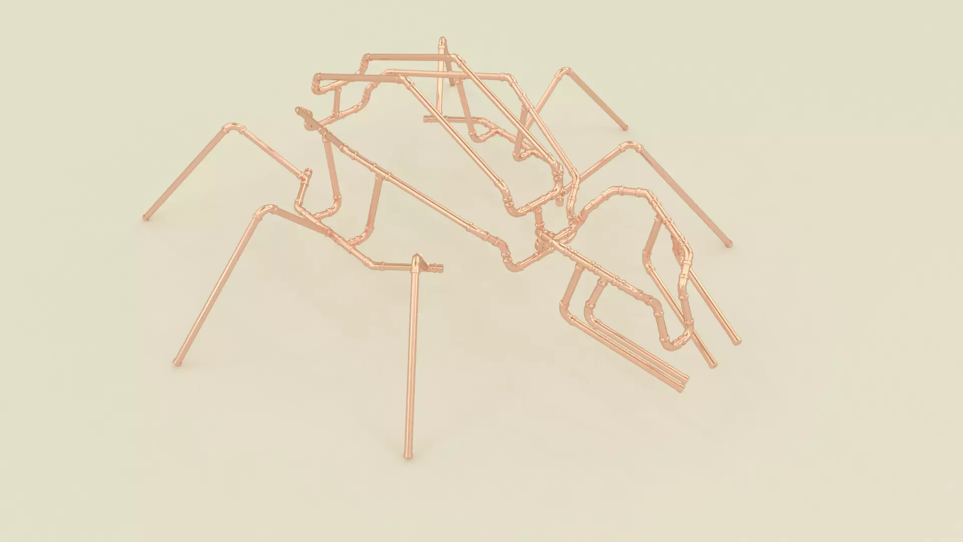 Copper pipes spider decoration Free 3D model