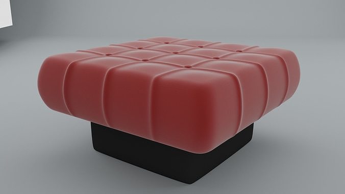 leather Ottoman Low-poly 3D model