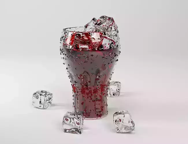 Iced Drink in Glass Cup 3D model