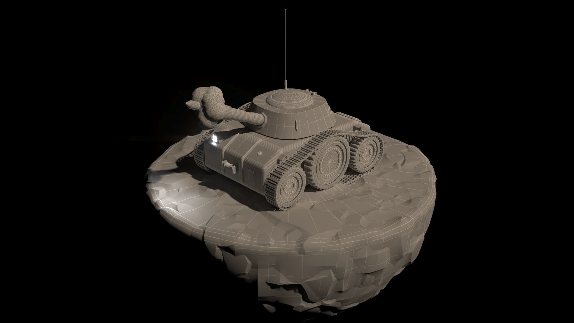 Tiny Tank Low-poly 3D model_5