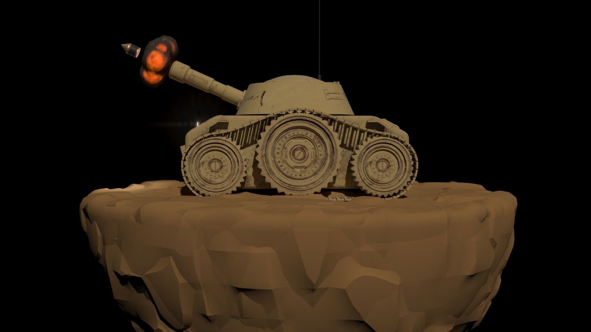 Tiny Tank Low-poly 3D model_1