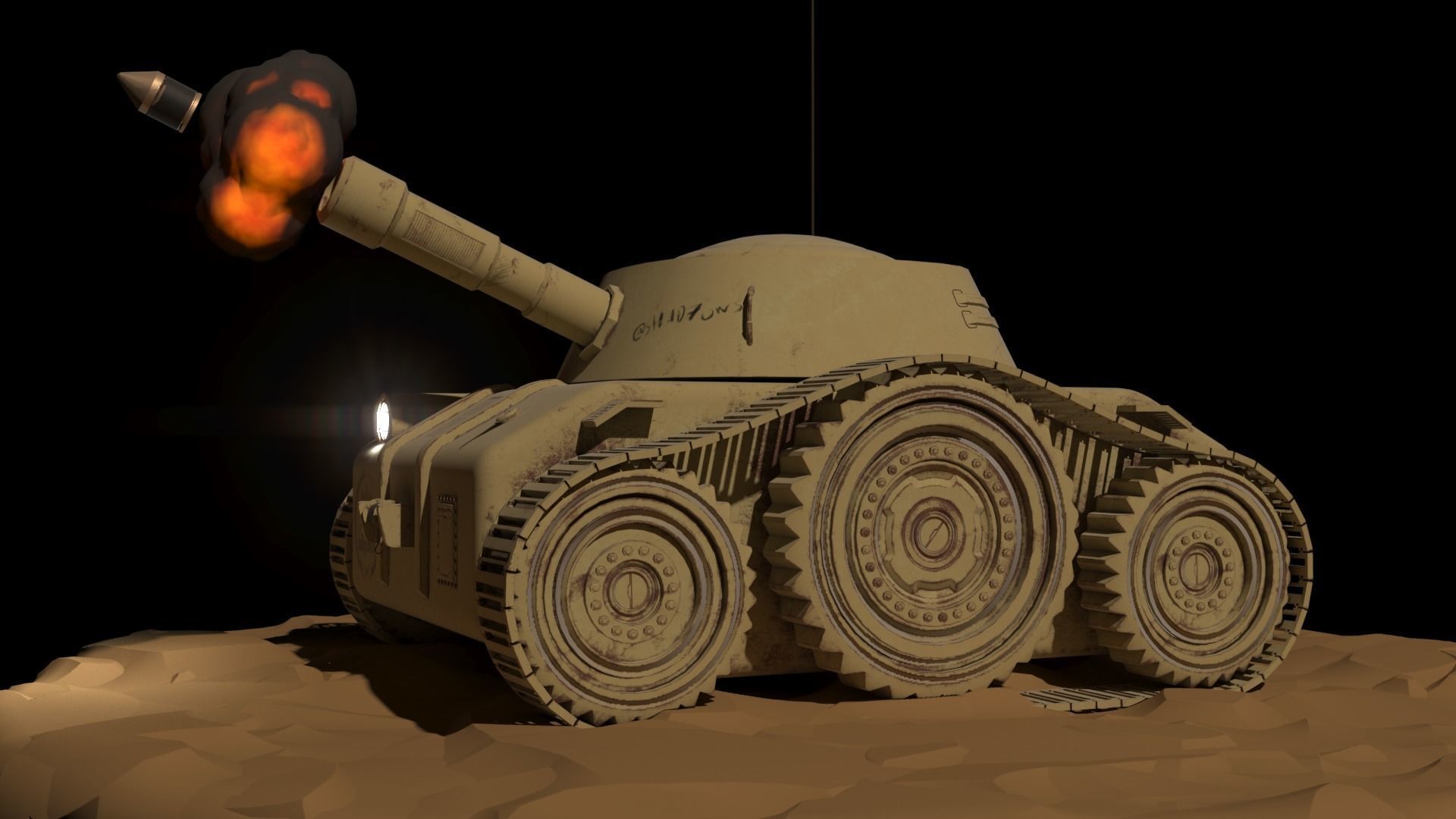 Tiny Tank Low-poly 3D model_4