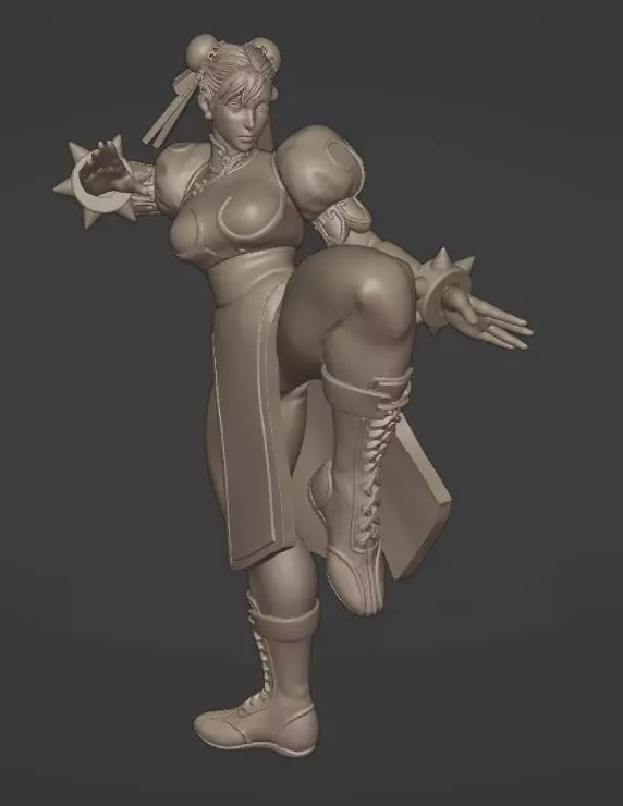 Chun Li Kicking Pose 3D print model_0