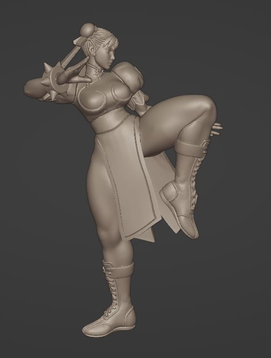 Chun Li Kicking Pose 3D print model_2