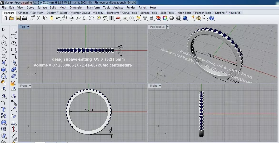 ring pave setting quarter 3D print model_0