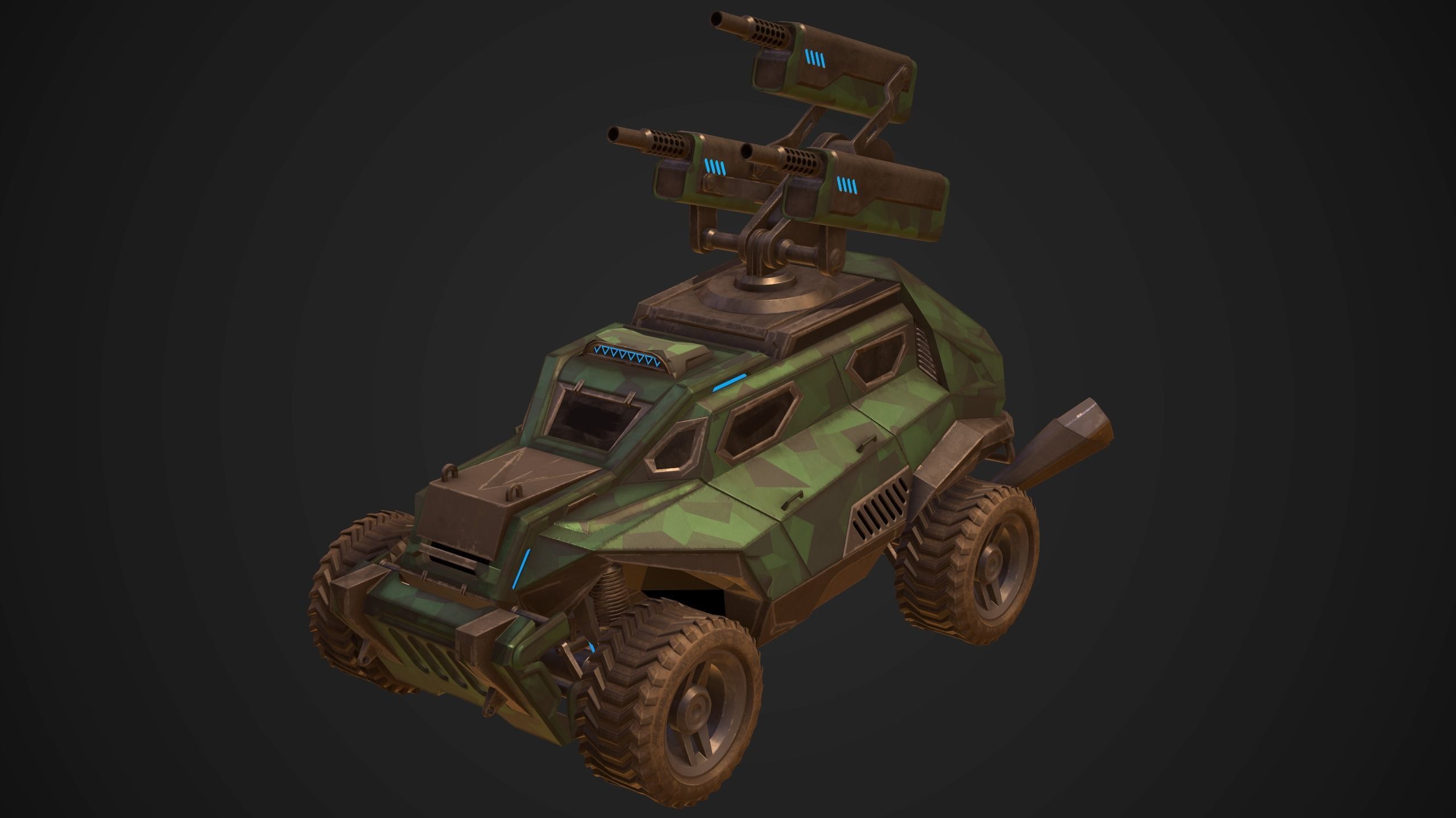 Sci-Fi Armored Artillery Vehicles PBR Low-poly 3D model_14