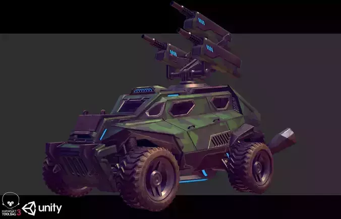 Sci-Fi Armored Artillery Vehicles PBR Low-poly 3D model