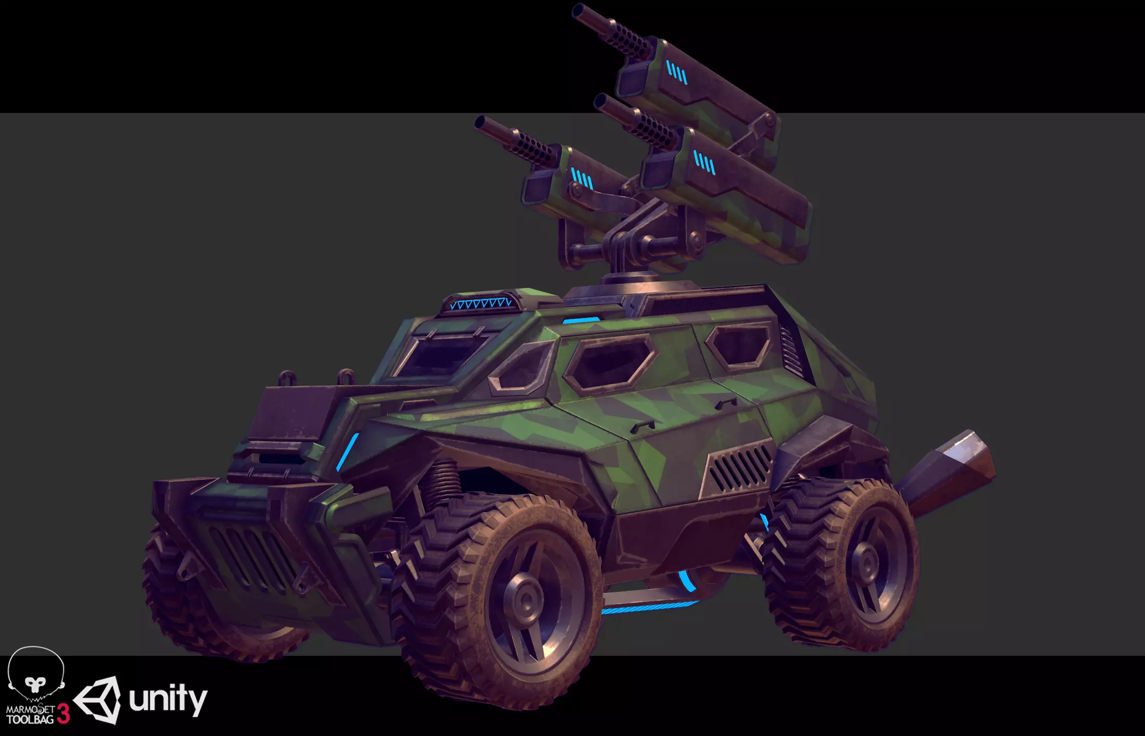 Sci-Fi Armored Artillery Vehicles PBR Low-poly 3D model_0