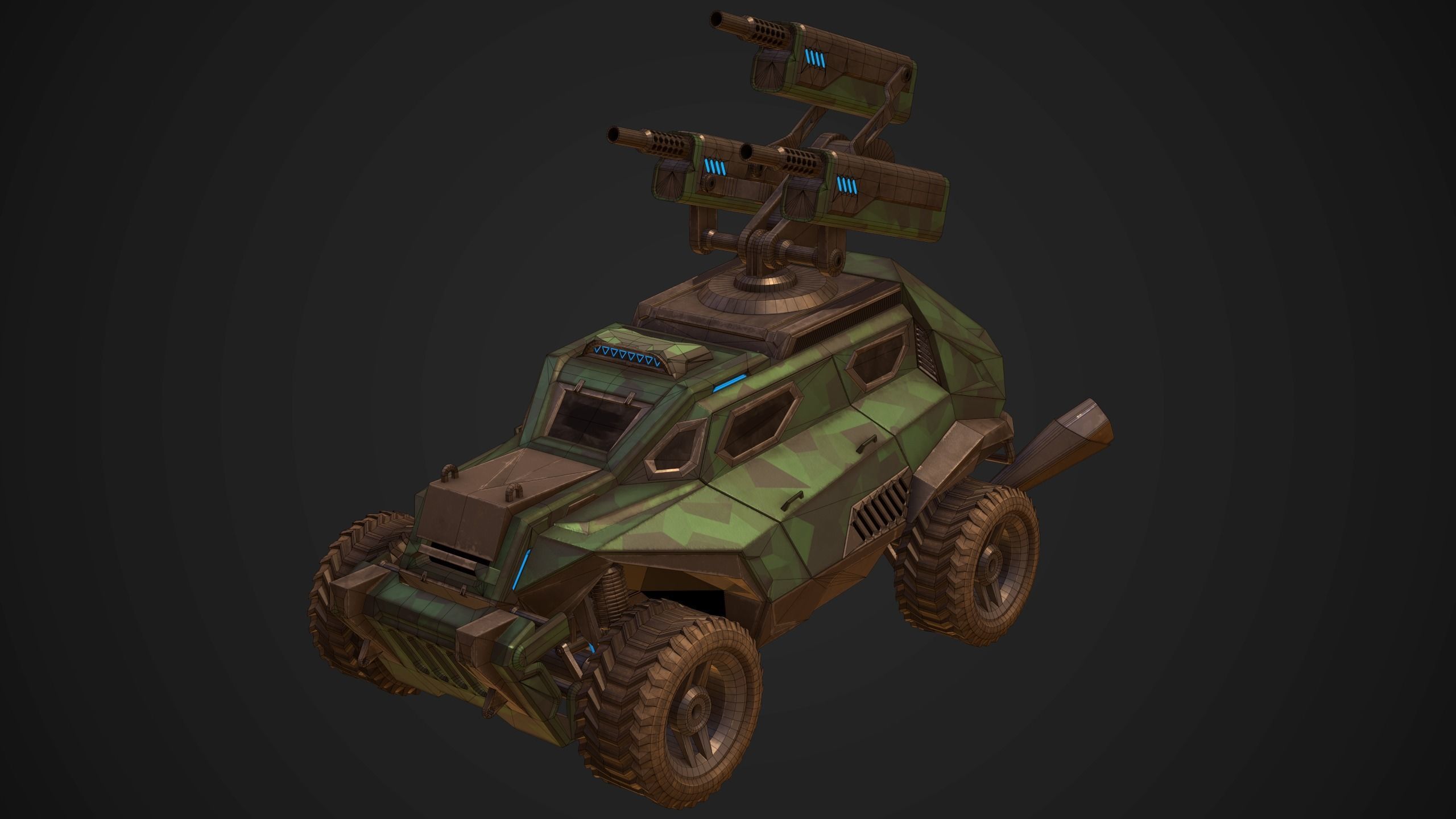 Sci-Fi Armored Artillery Vehicles PBR Low-poly 3D model_16