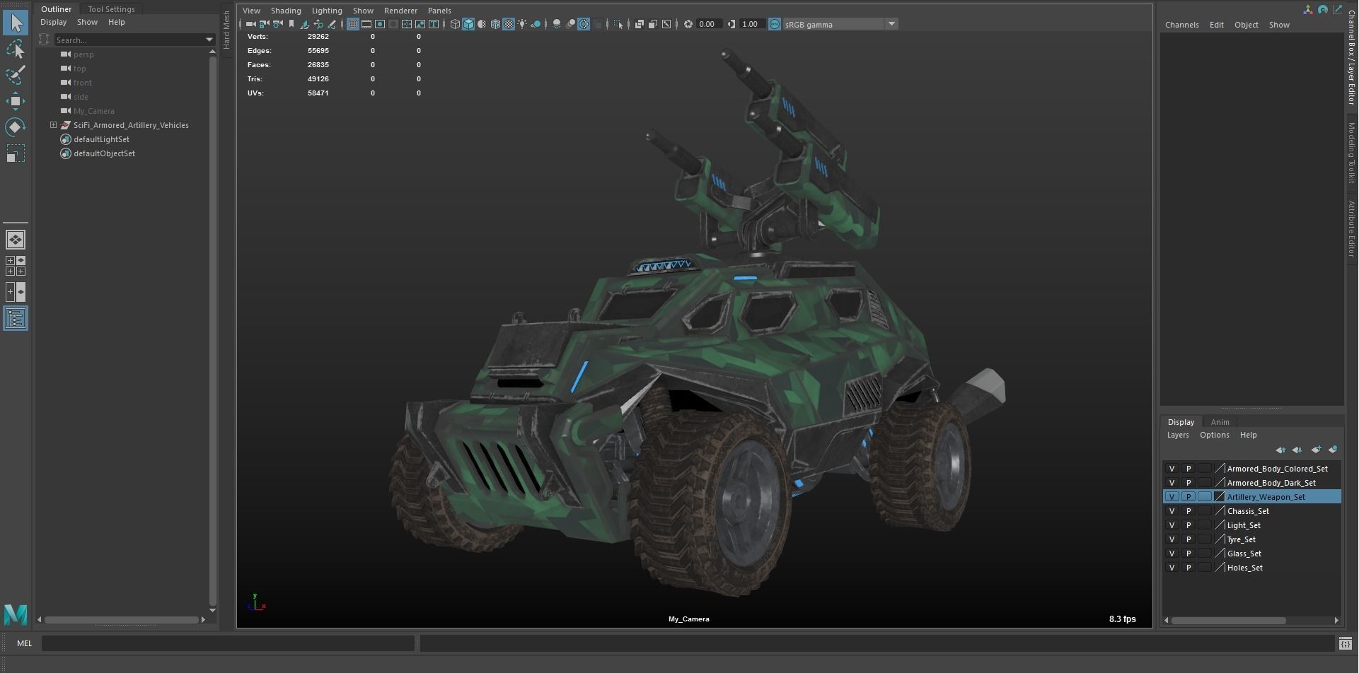 Sci-Fi Armored Artillery Vehicles PBR Low-poly 3D model_38