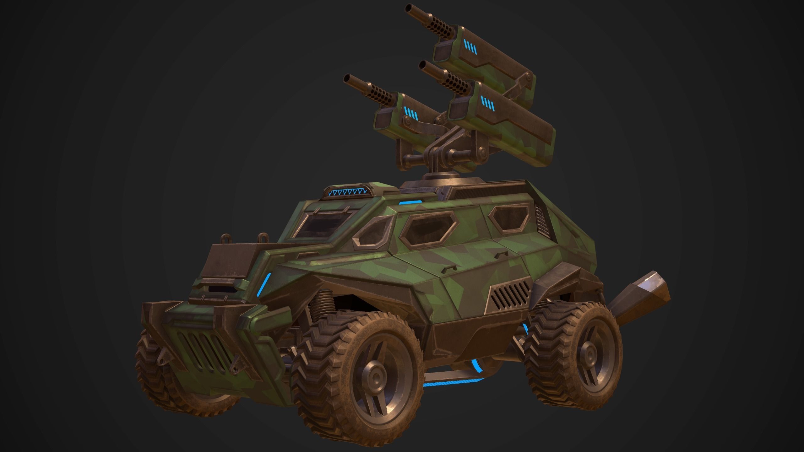 Sci-Fi Armored Artillery Vehicles PBR Low-poly 3D model_2