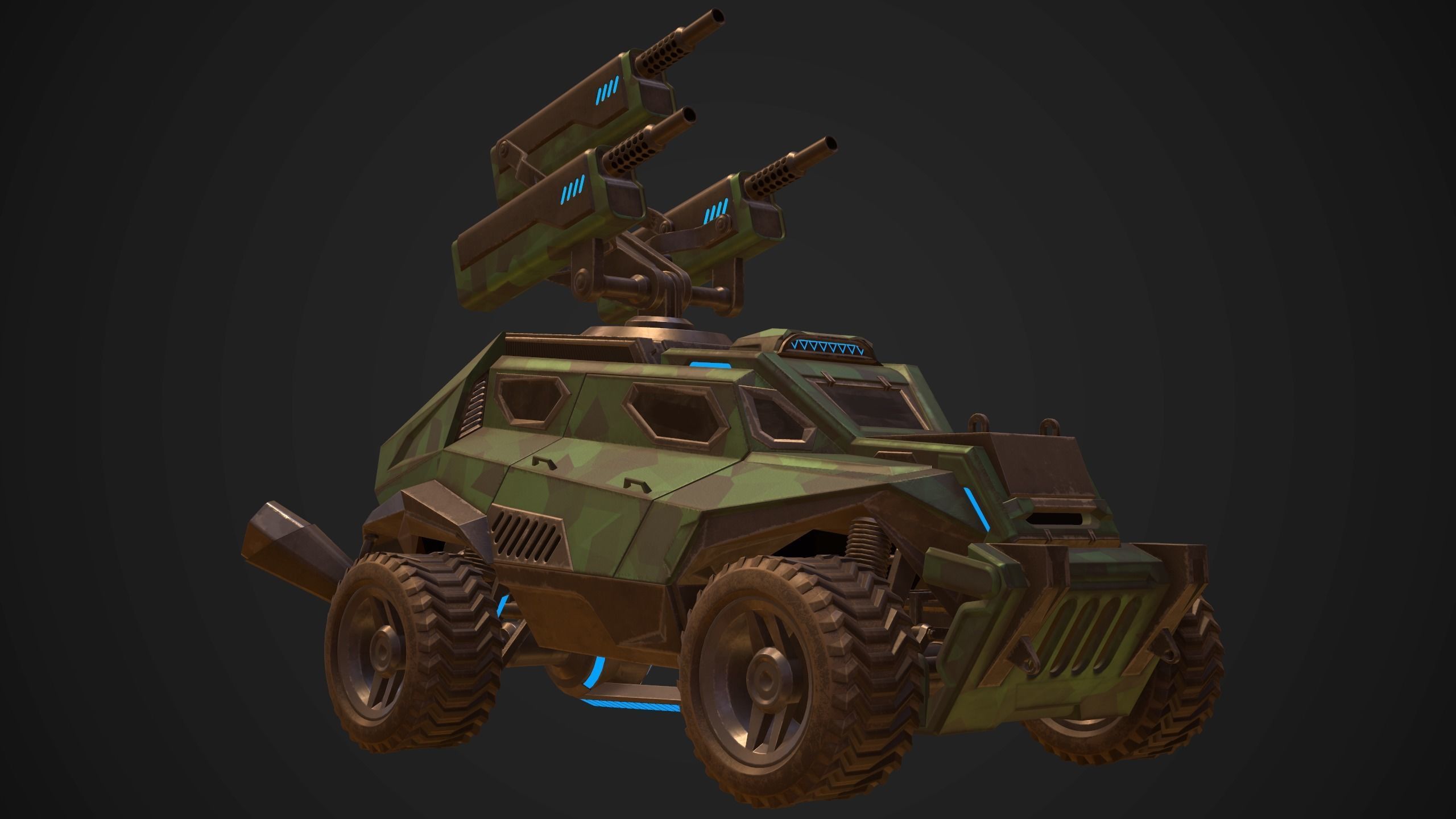Sci-Fi Armored Artillery Vehicles PBR Low-poly 3D model_8