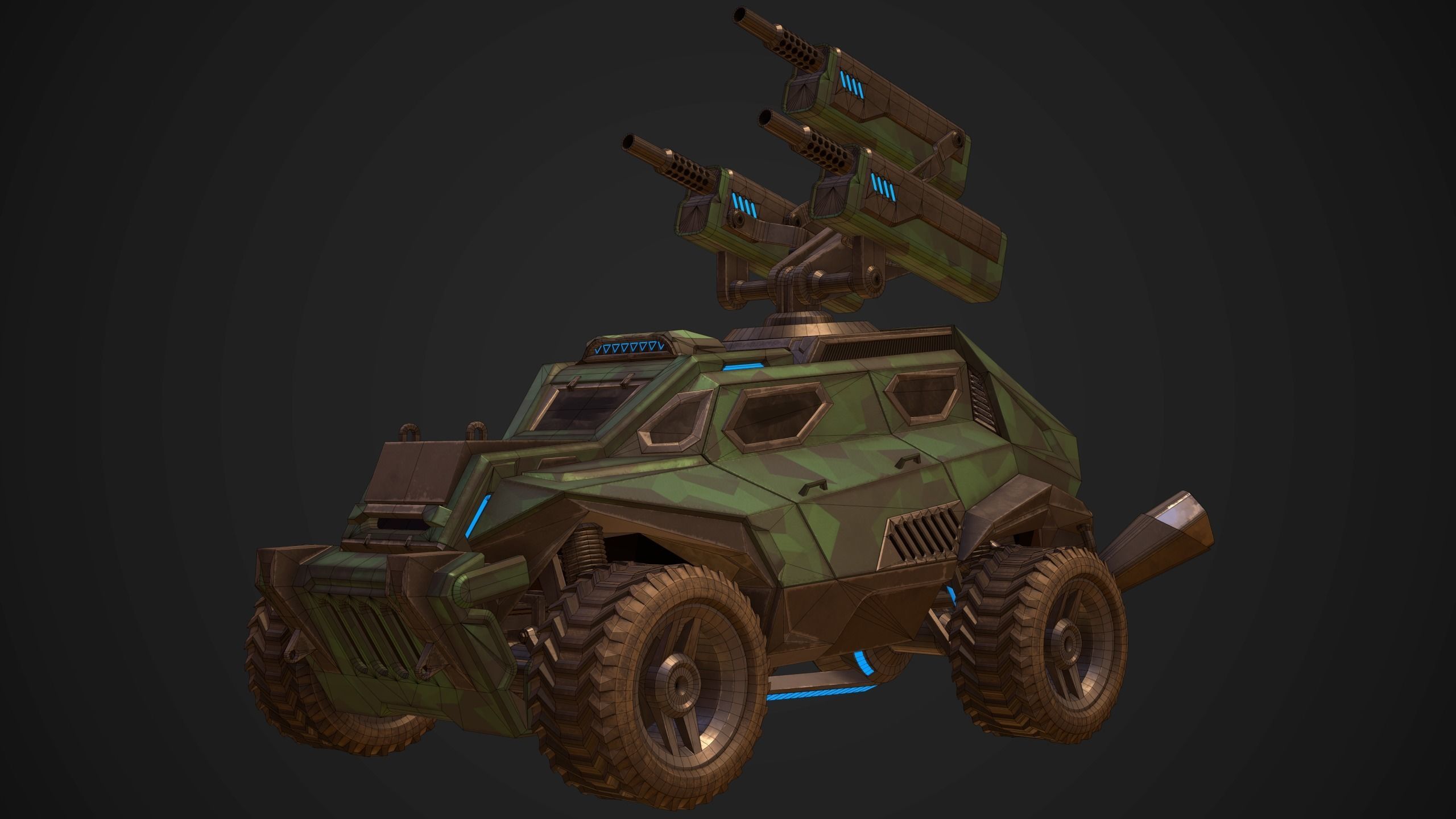 Sci-Fi Armored Artillery Vehicles PBR Low-poly 3D model_4