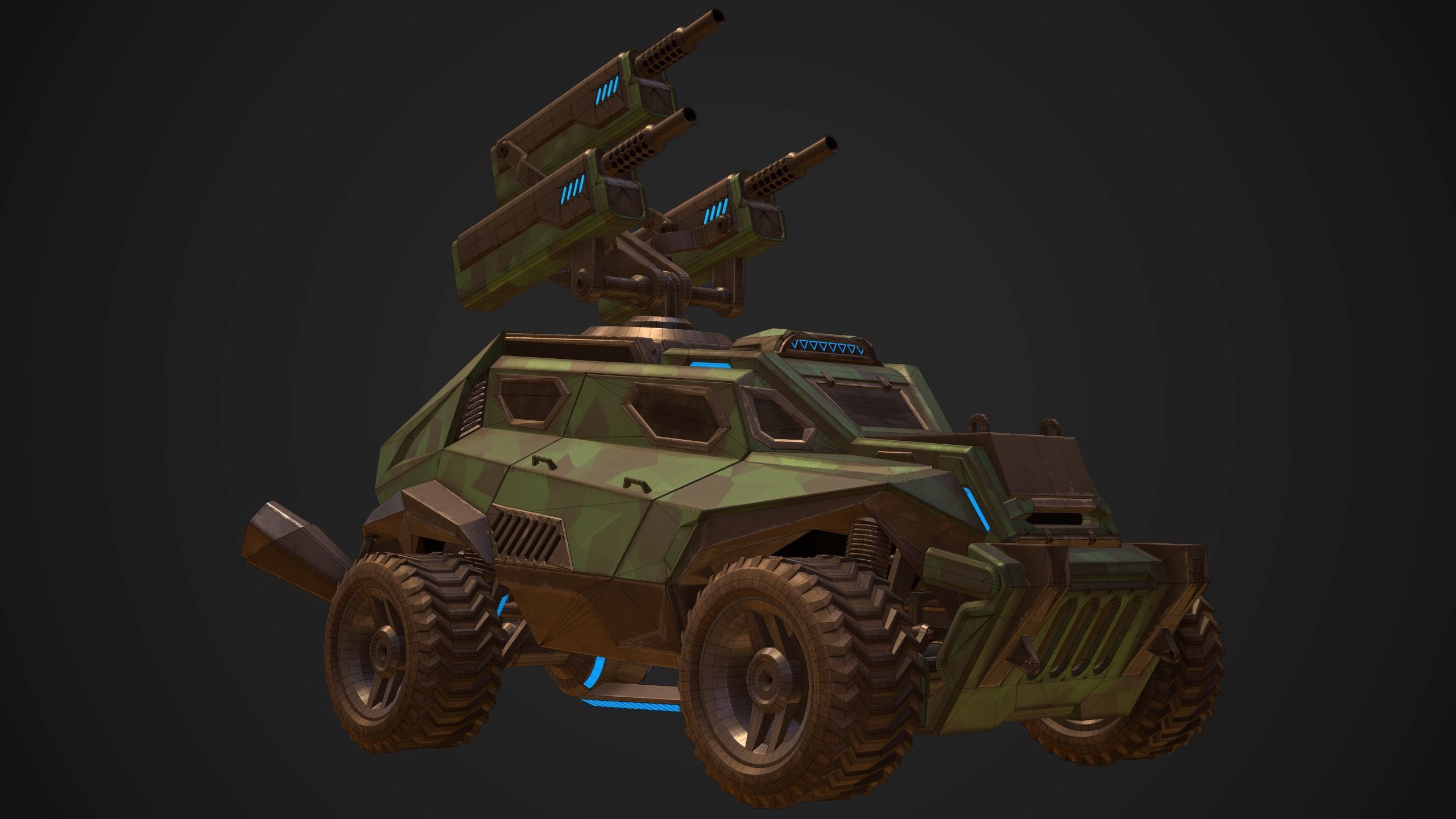 Sci-Fi Armored Artillery Vehicles PBR Low-poly 3D model_10