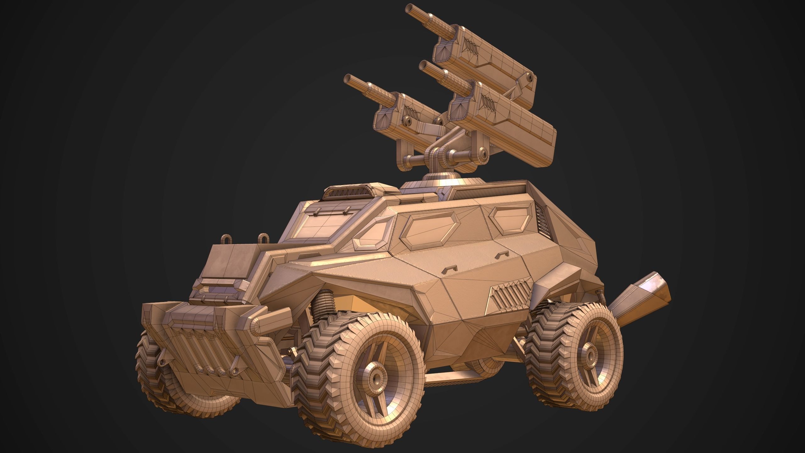 Sci-Fi Armored Artillery Vehicles PBR Low-poly 3D model_3