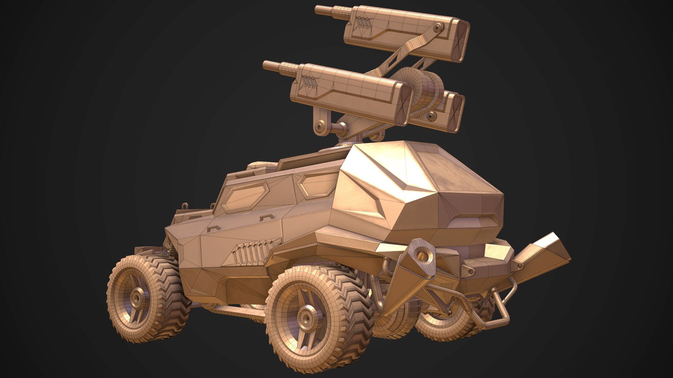 Sci-Fi Armored Artillery Vehicles PBR Low-poly 3D model_6
