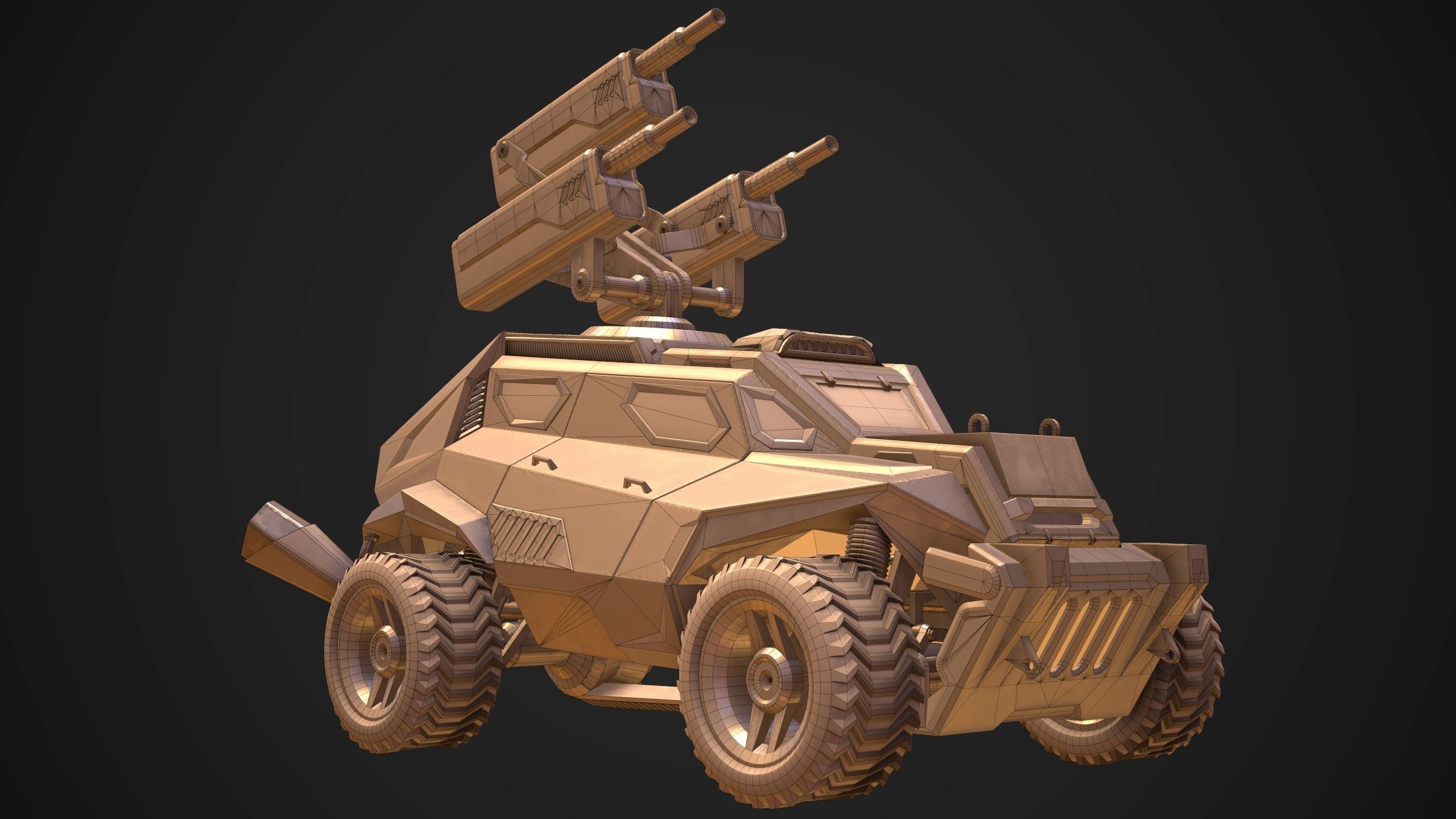 Sci-Fi Armored Artillery Vehicles PBR Low-poly 3D model_9