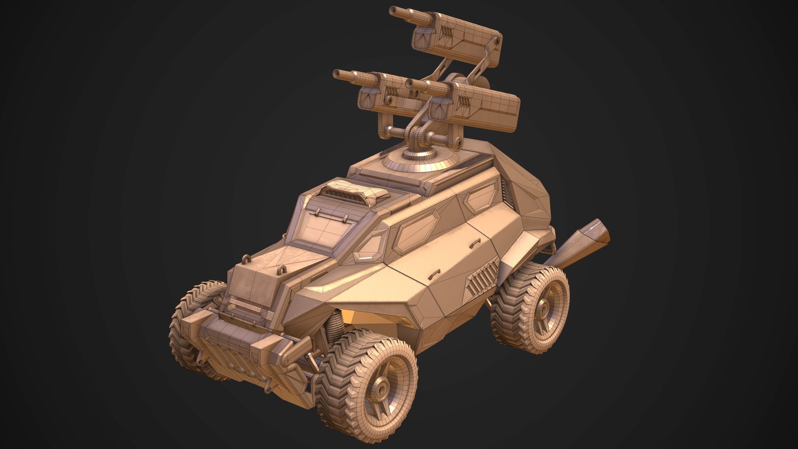 Sci-Fi Armored Artillery Vehicles PBR Low-poly 3D model_15