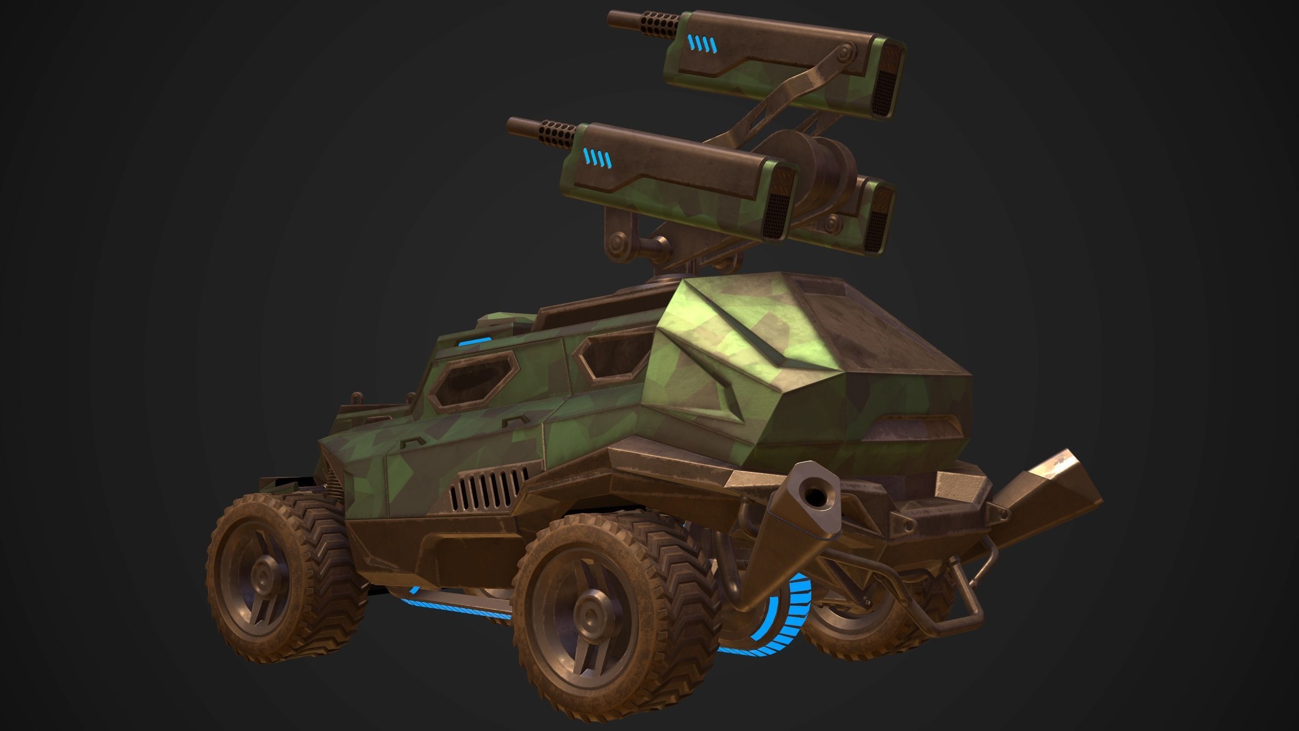 Sci-Fi Armored Artillery Vehicles PBR Low-poly 3D model_5