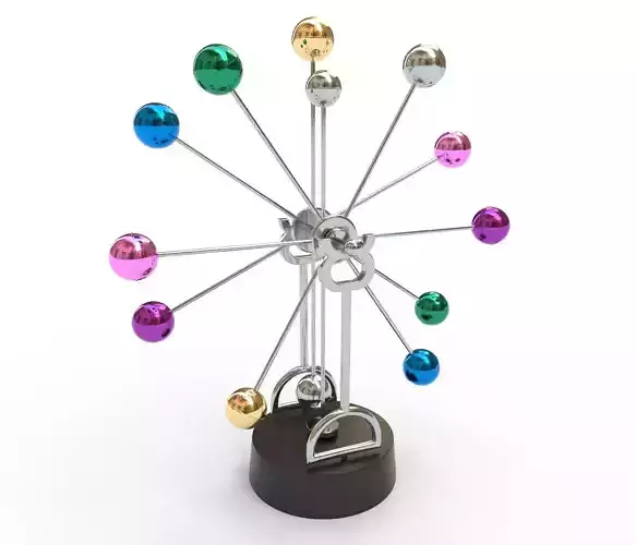  Newton pendulum creative rotating multi-colored eternal balls Low-poly 3D model