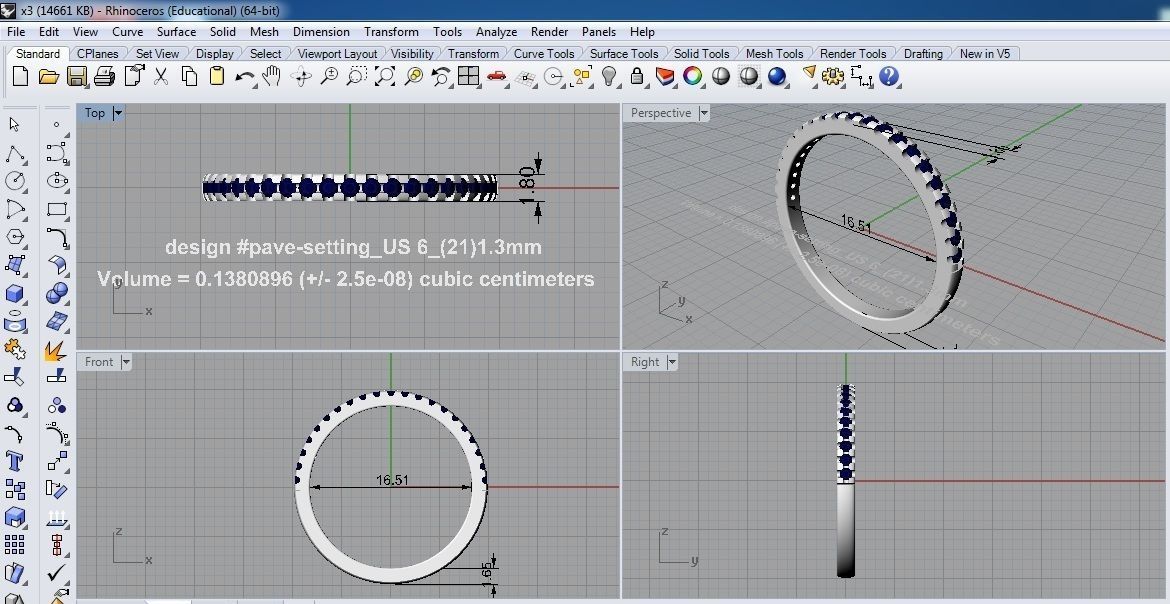 ring pave setting half Free 3D print model_2