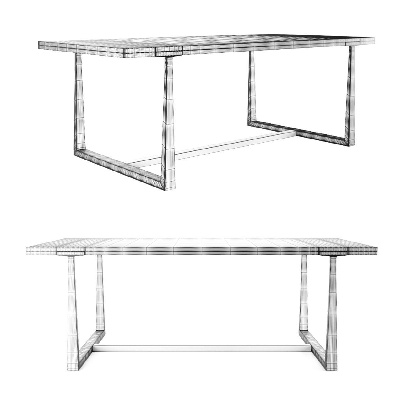 TBRACE RECTANGULAR EXTENSION DINING TABLE RH 3D model CGTrader