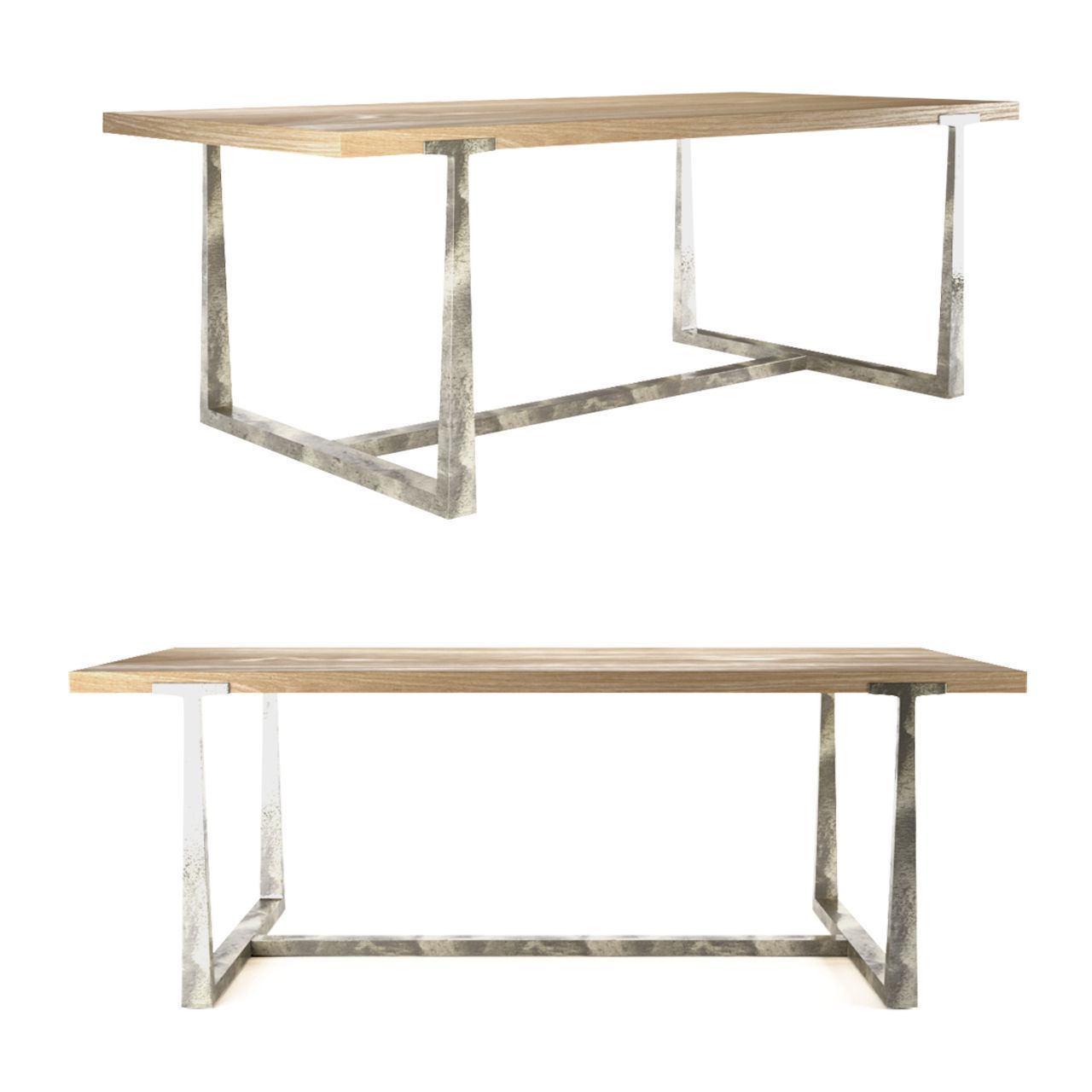 TBRACE RECTANGULAR EXTENSION DINING TABLE RH 3D model CGTrader