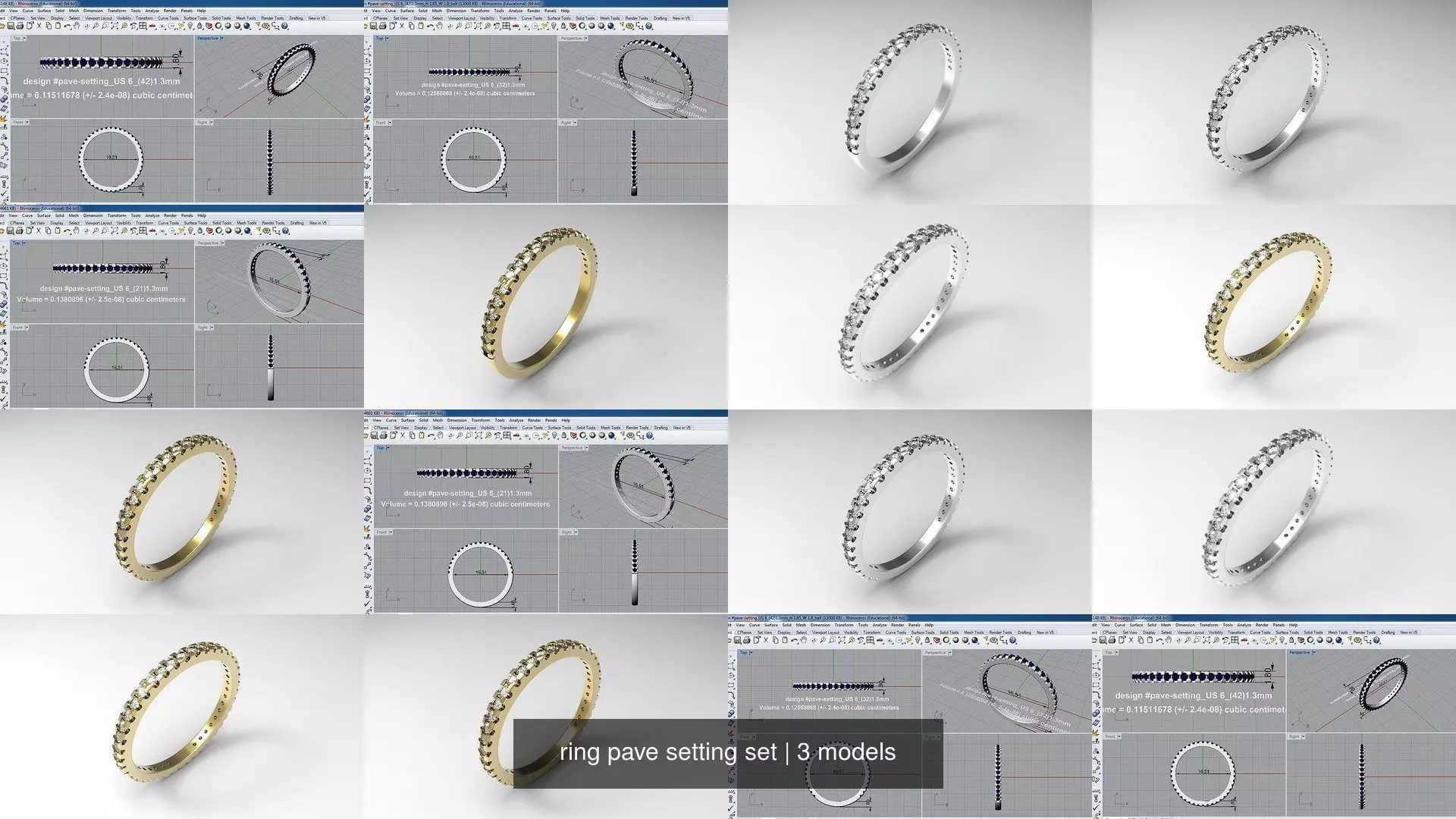 ring pave setting set 3D Model Collection_0