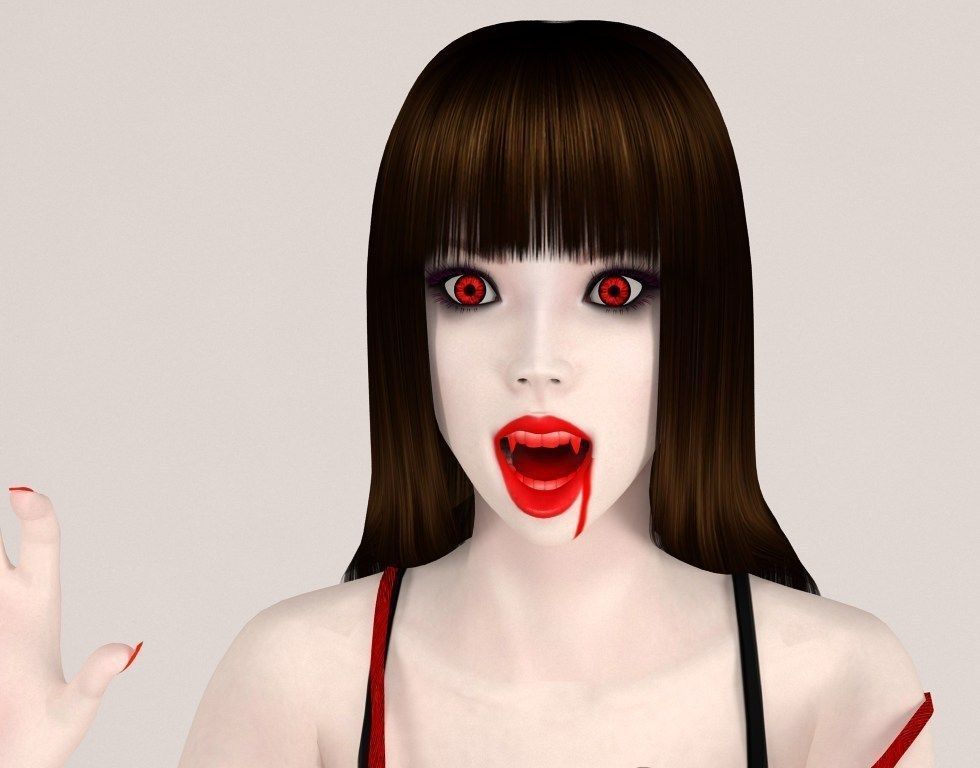 Akari vampire pose 01 3D model_2