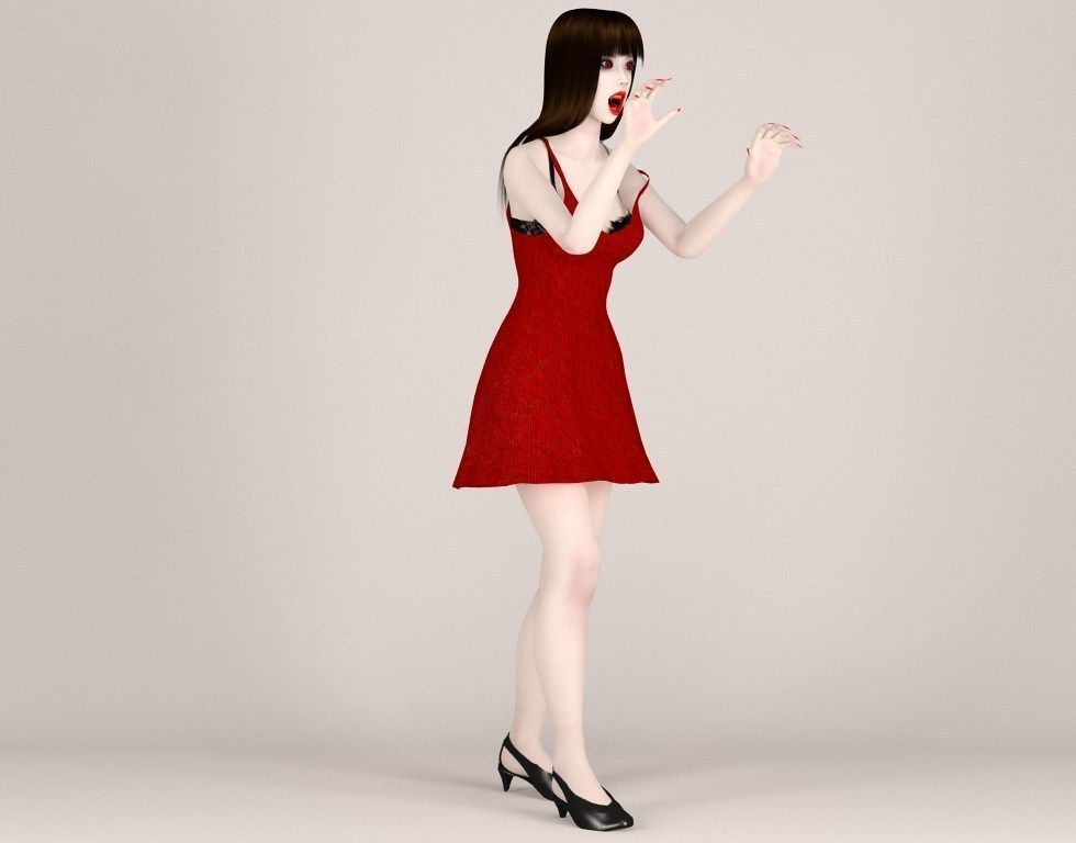 Akari vampire pose 01 3D model_6