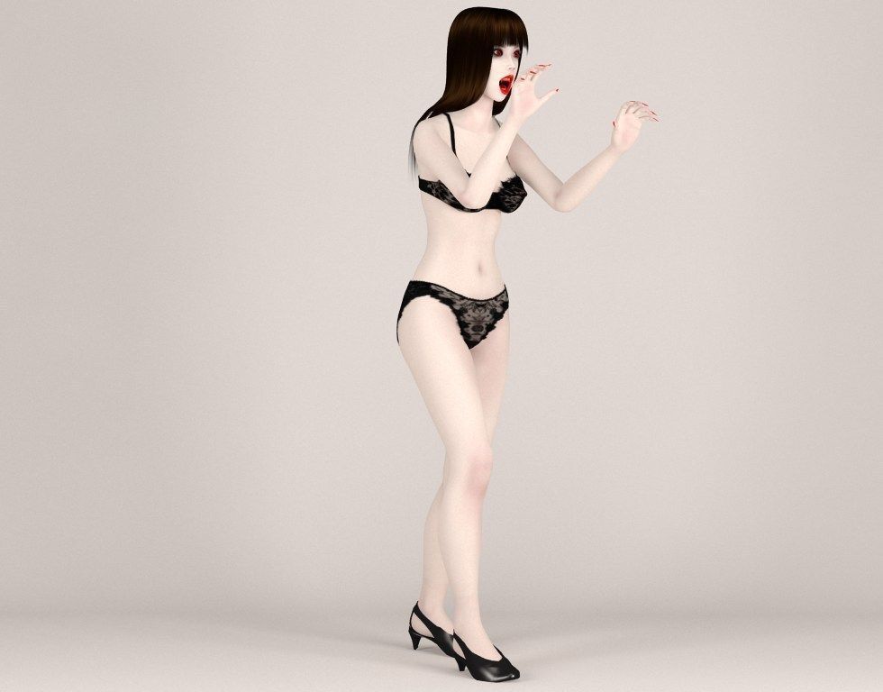 Akari vampire pose 01 3D model_7
