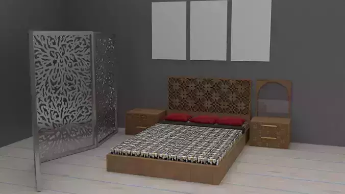 Bedroom with bed and dresser