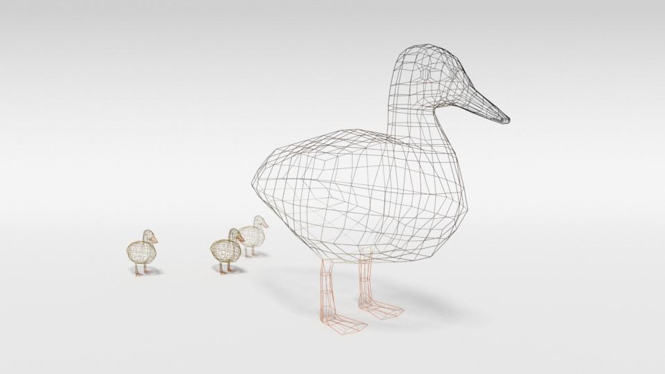 Low Poly Cartoon Gadwall Duck Low-poly 3D model_12