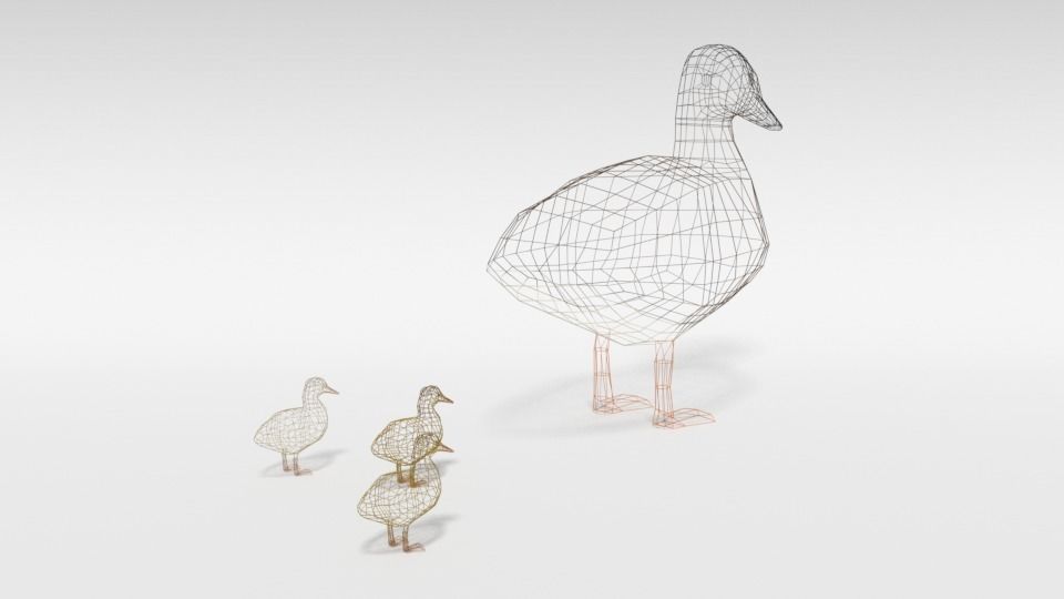 Low Poly Cartoon Gadwall Duck Low-poly 3D model_14