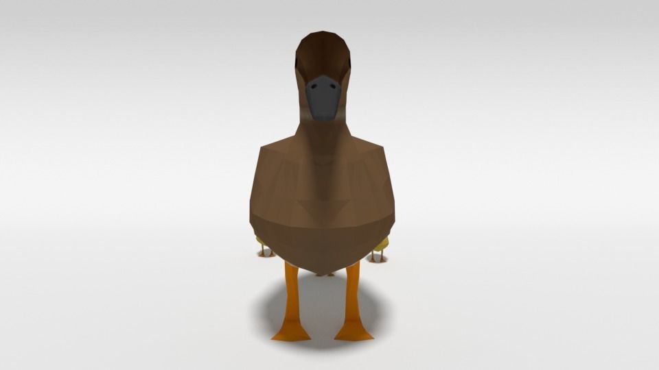 Low Poly Cartoon Gadwall Duck Low-poly 3D model_2